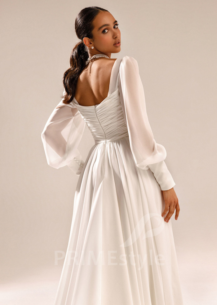 Jednoduché šifónové svadobné šaty Avril