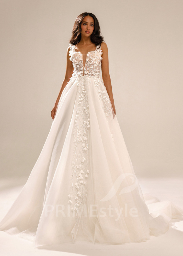 Luxusné kvetované svadobné šaty Jolly