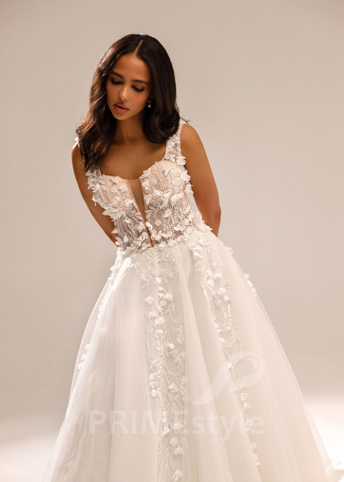 Luxusné kvetované svadobné šaty Jolly