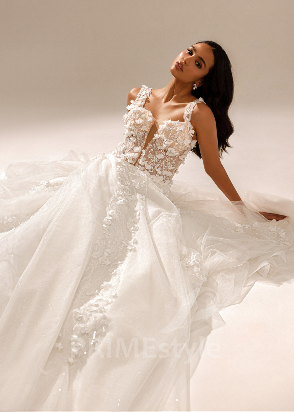 Luxusné kvetované svadobné šaty Jolly