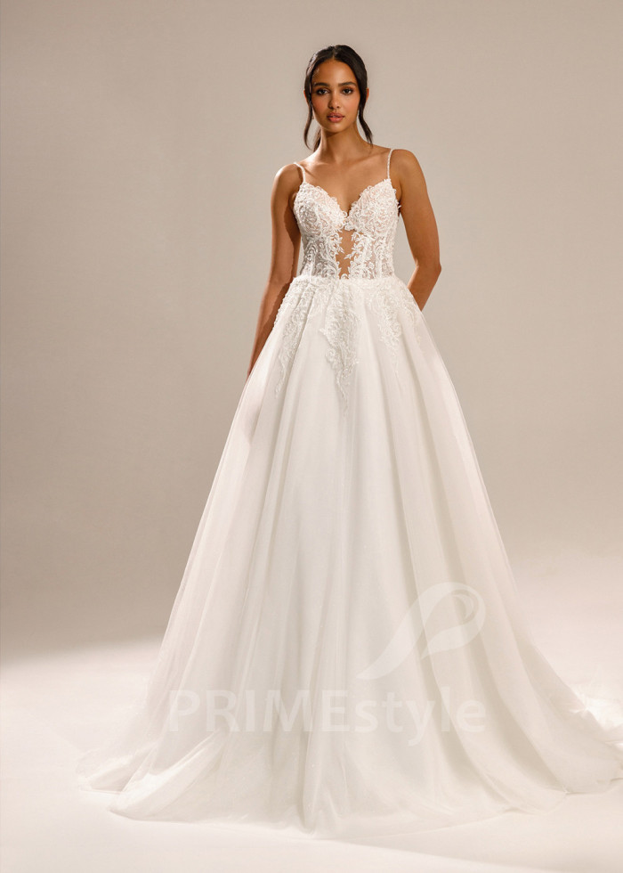 Luxusné svadobné šaty na ramienka Marianna