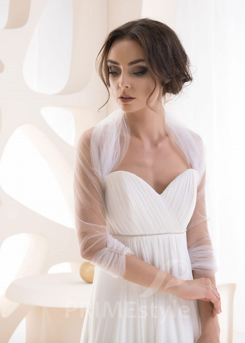 Jednoduché svadobné bolerko LB-119TI