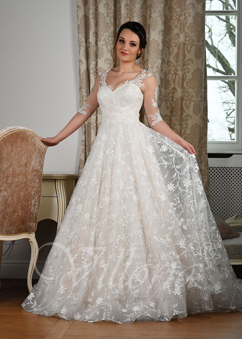Luxusné celočipkované svadobné šaty Andressa