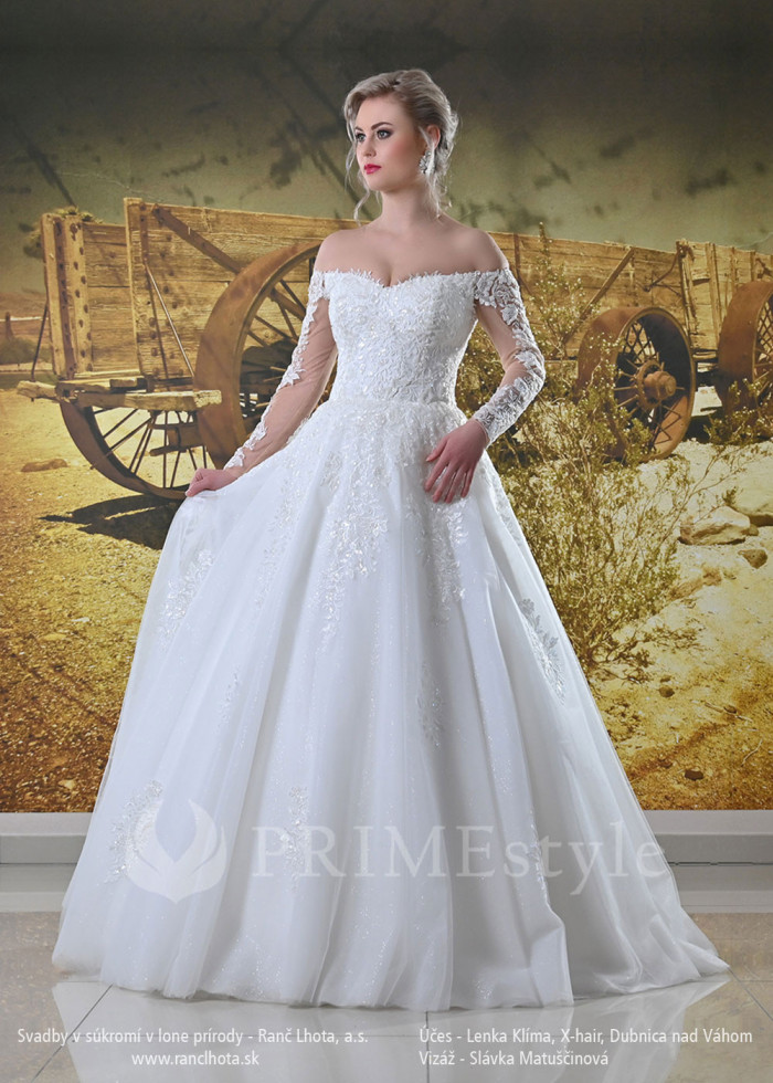 Luxusné čipkované svadobné šaty Dinara