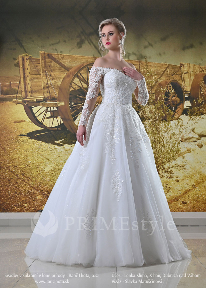 Luxusné čipkované svadobné šaty Dinara