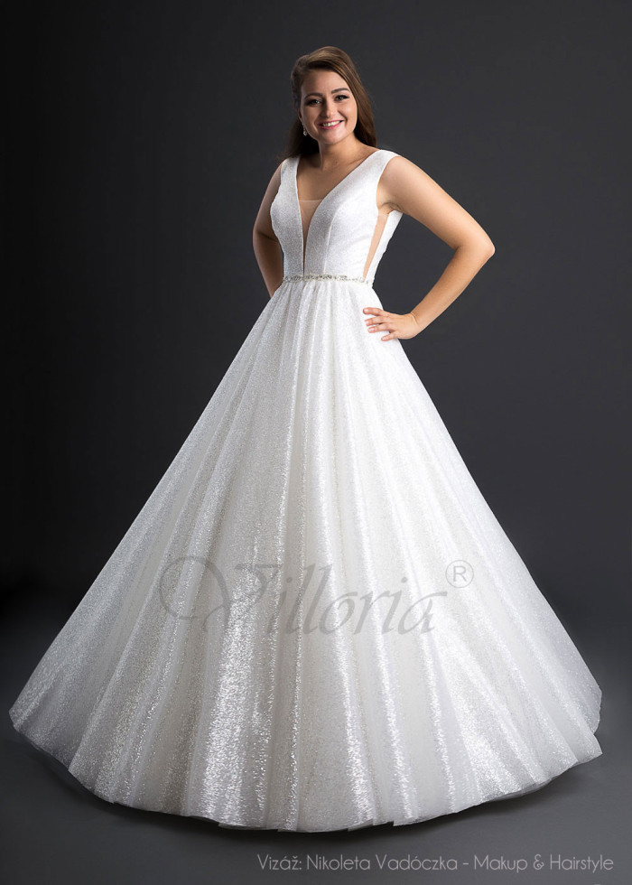 Jednoduché trblietavé svadobné šaty Delicia