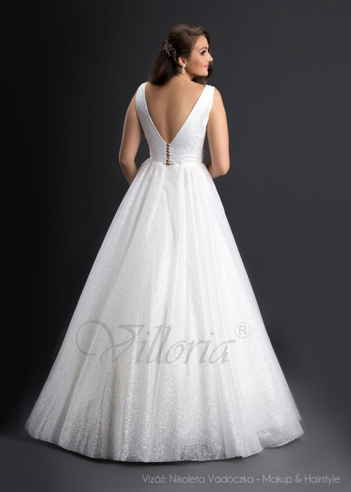 Jednoduché trblietavé svadobné šaty Delicia