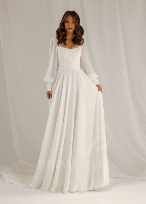 Jednoduché hladké svadobné šaty Michelle