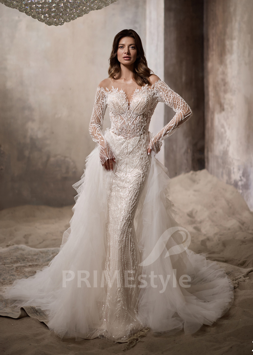 Luxusné svadobné šaty s odopínateľnou vlečkou LC2800