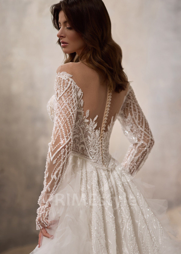 Luxusné svadobné šaty s odopínateľnou vlečkou LC2800