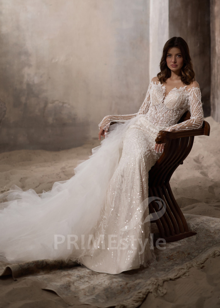 Luxusné svadobné šaty s odopínateľnou vlečkou LC2800