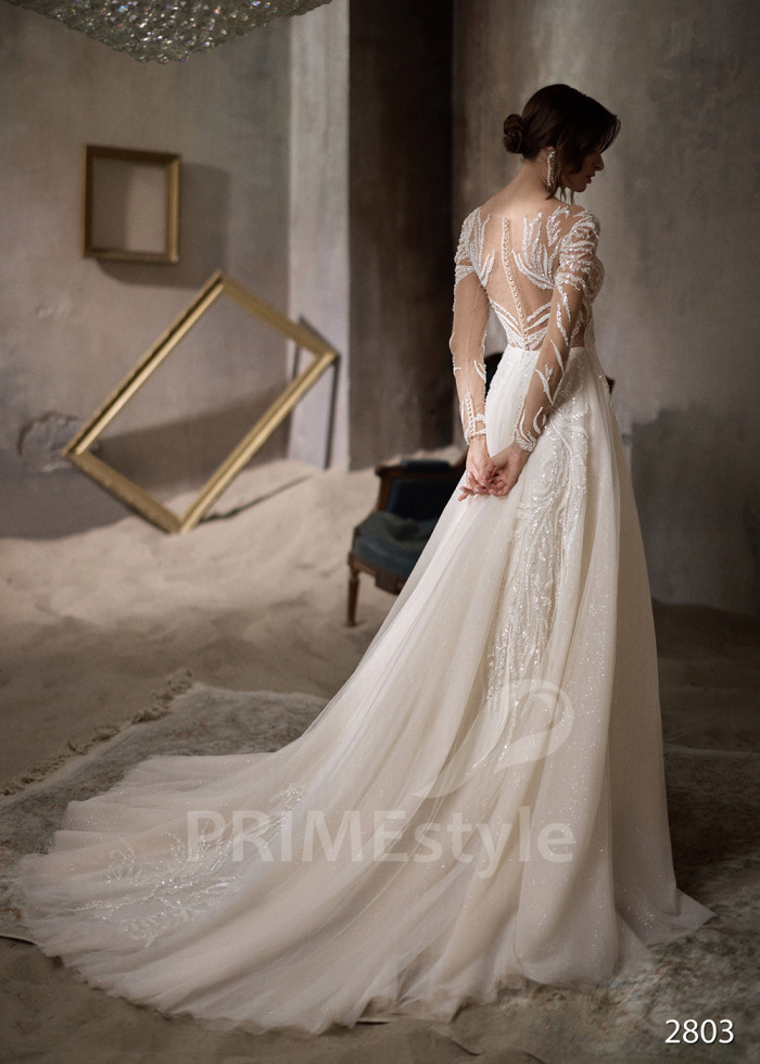 Elegantné svadobné šaty s dlhým rukávom LC2803