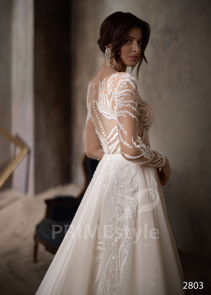 Elegantné svadobné šaty s dlhým rukávom LC2803