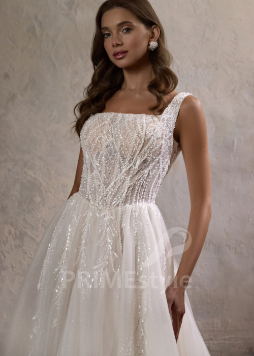 Luxusné svadobné šaty na ramienka LC2808 2