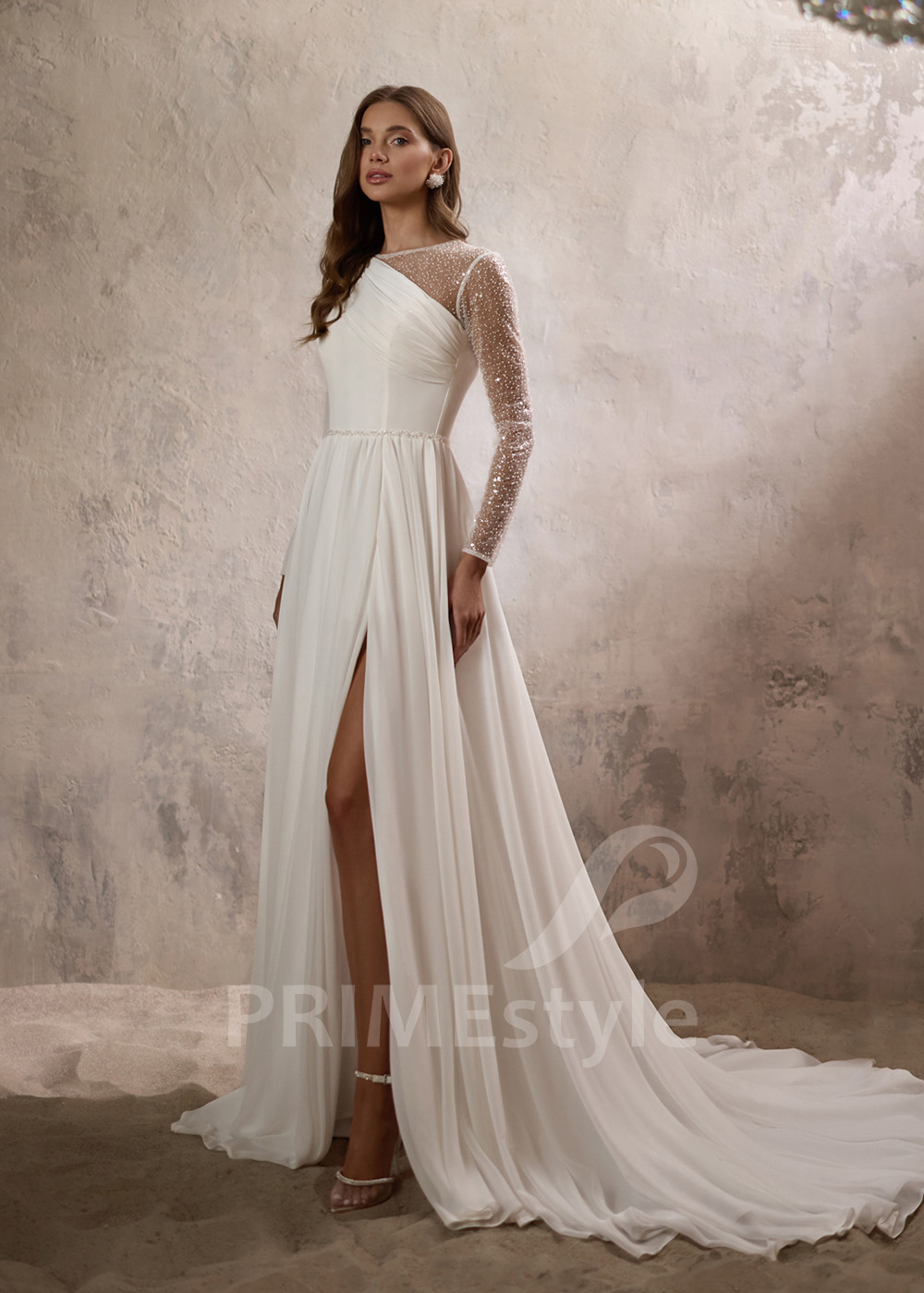 Jednoduché šifónové svadobné šaty LC2810