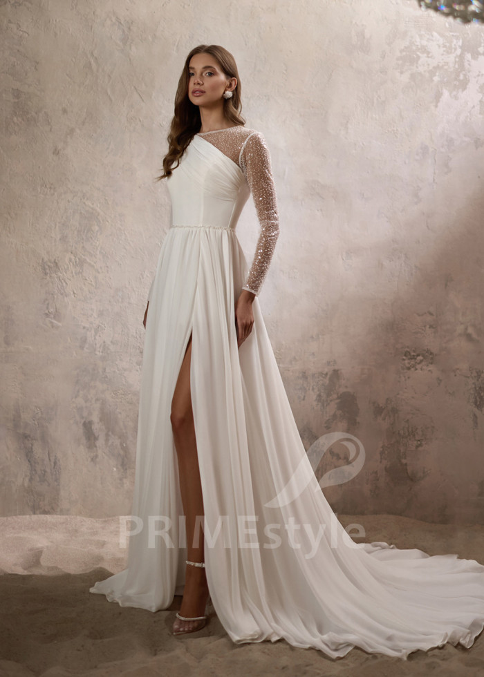 Jednoduché šifónové svadobné šaty LC2810