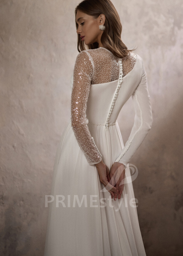 Jednoduché šifónové svadobné šaty LC2810