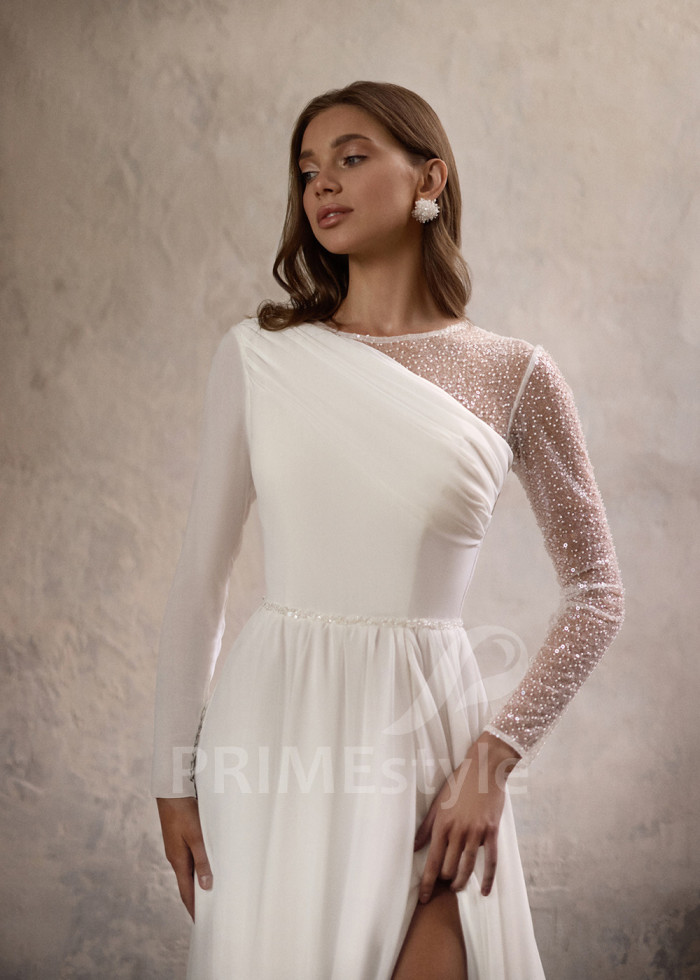 Jednoduché šifónové svadobné šaty LC2810