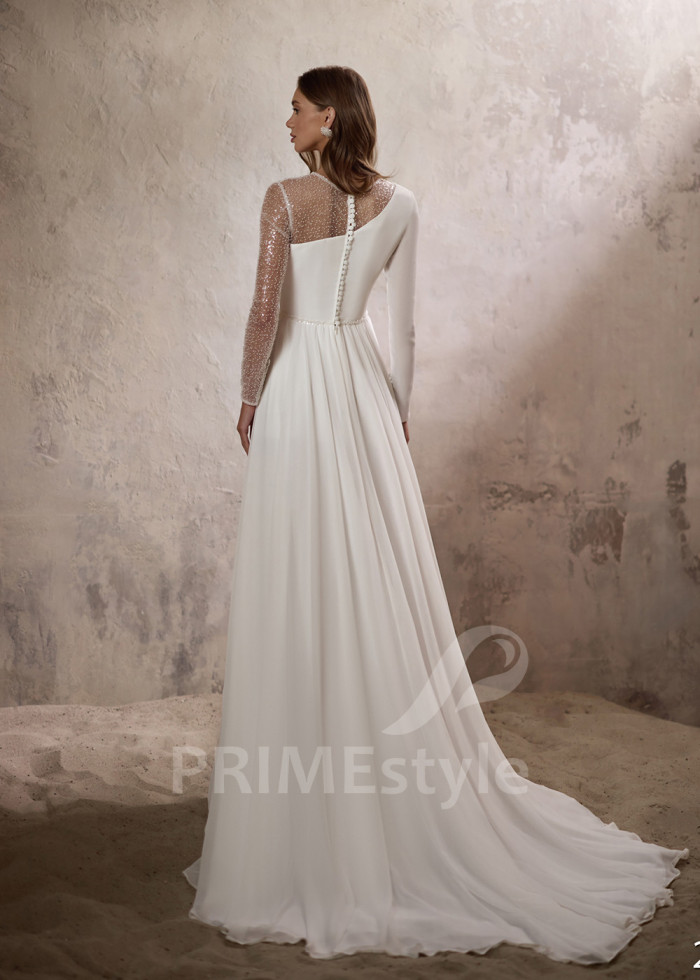 Jednoduché šifónové svadobné šaty LC2810