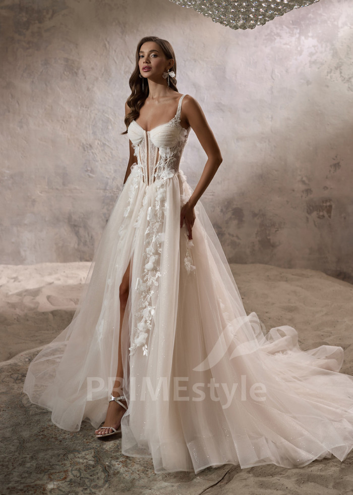 Romantické svadobné šaty na ramienka LC2813