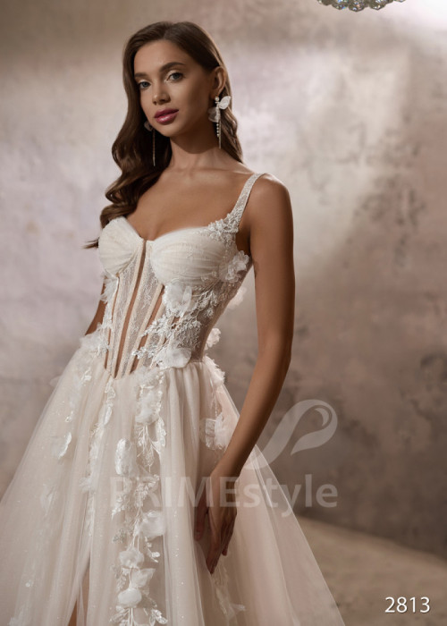 Romantické svadobné šaty na ramienka LC2813 2