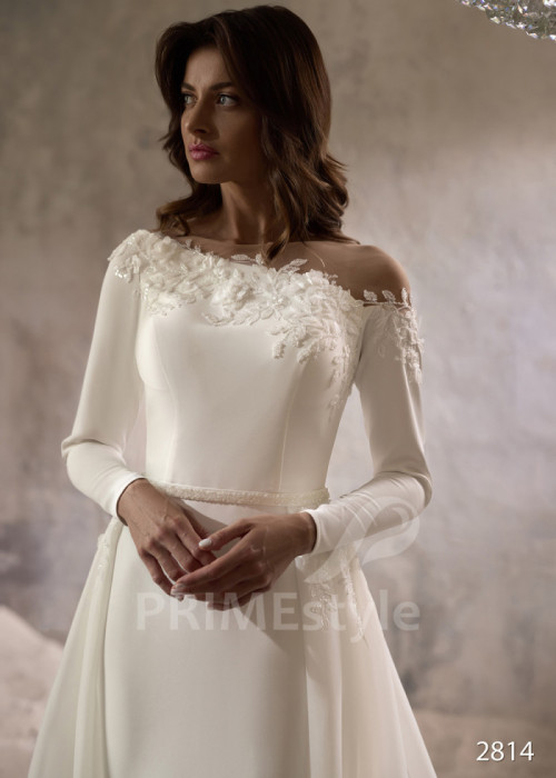 Hladké svadobné šaty s odopínateľnou vlečkou LC2814 2