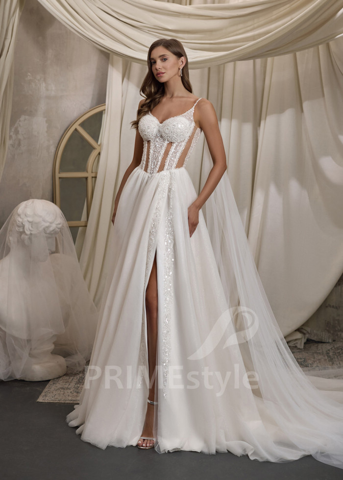 Exkluzívne svadobné šaty na ramienka LC2816