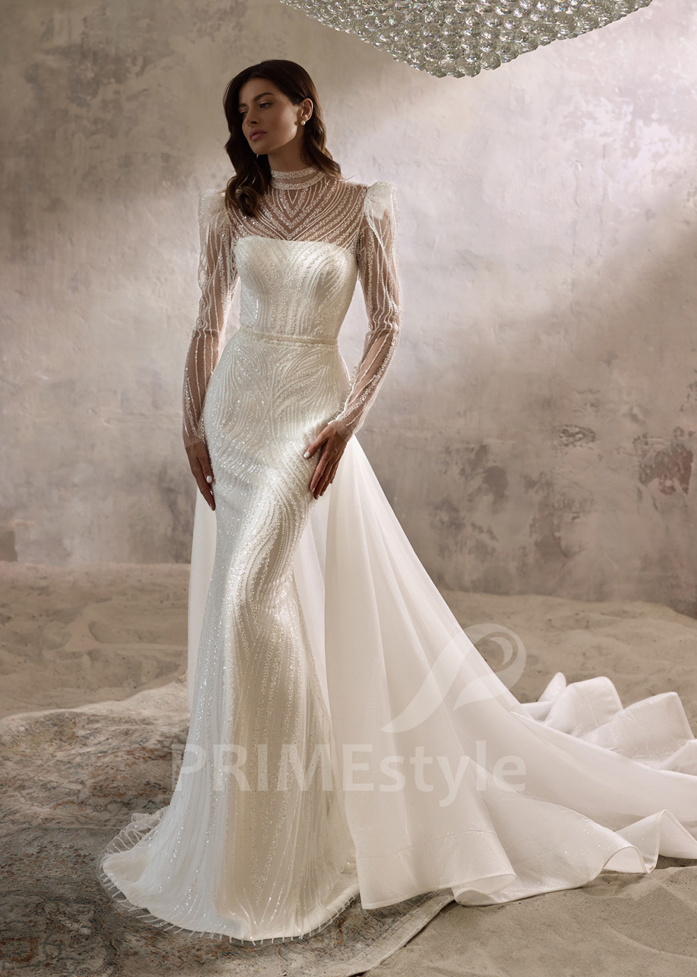 Luxusné svadobné šaty s odopínateľnou vlečkou LC2817