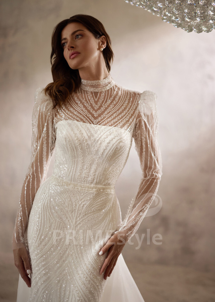 Luxusné svadobné šaty s odopínateľnou vlečkou LC2817