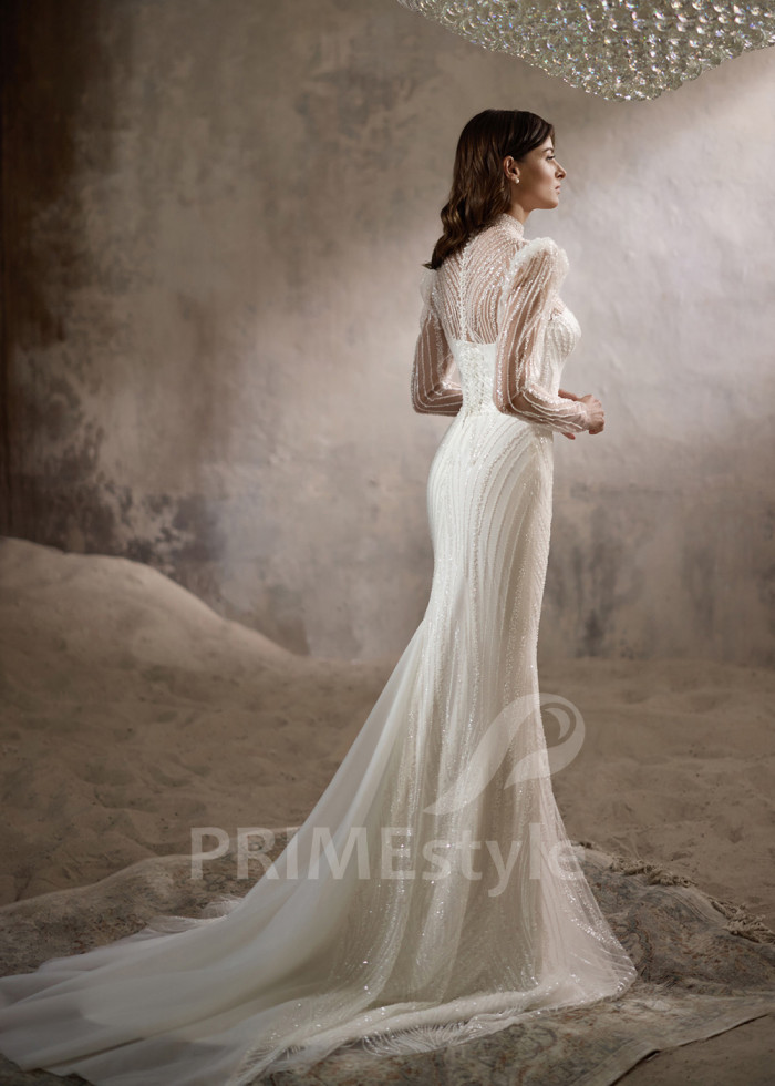 Luxusné svadobné šaty s odopínateľnou vlečkou LC2817