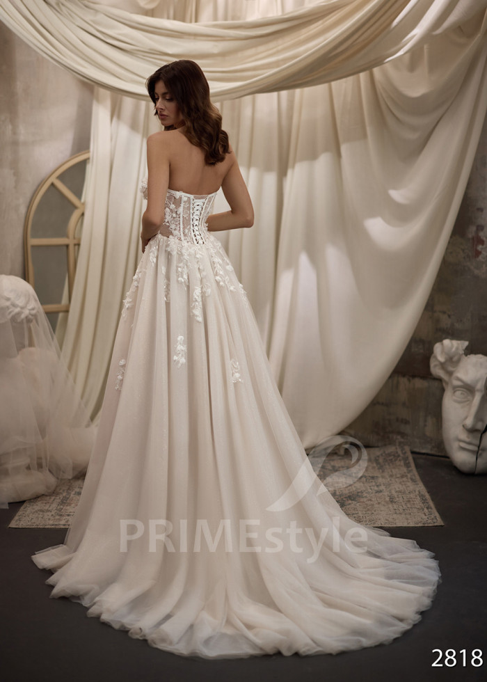 Romantické svadobné šaty s dlhými prehozovými rukávmi LC2818