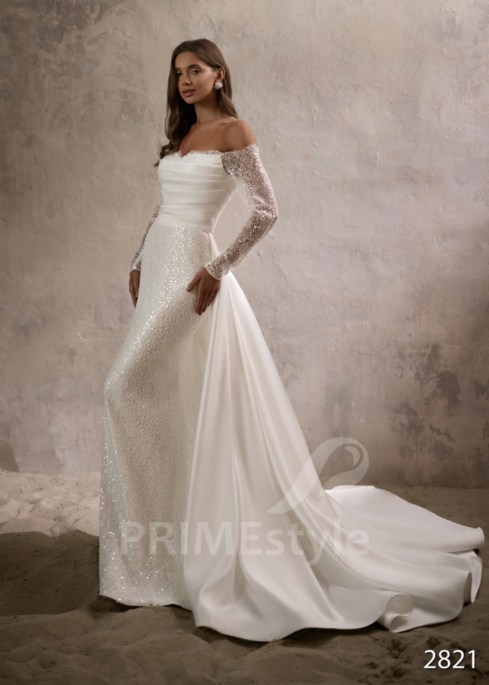 Elegantné trblietavé svadobné šaty LC2821