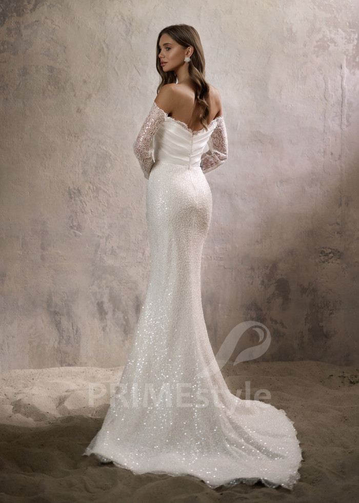 Elegantné trblietavé svadobné šaty LC2821