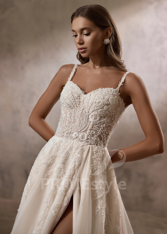 Luxusné svadobné šaty s padnutými ramienkami LC2822