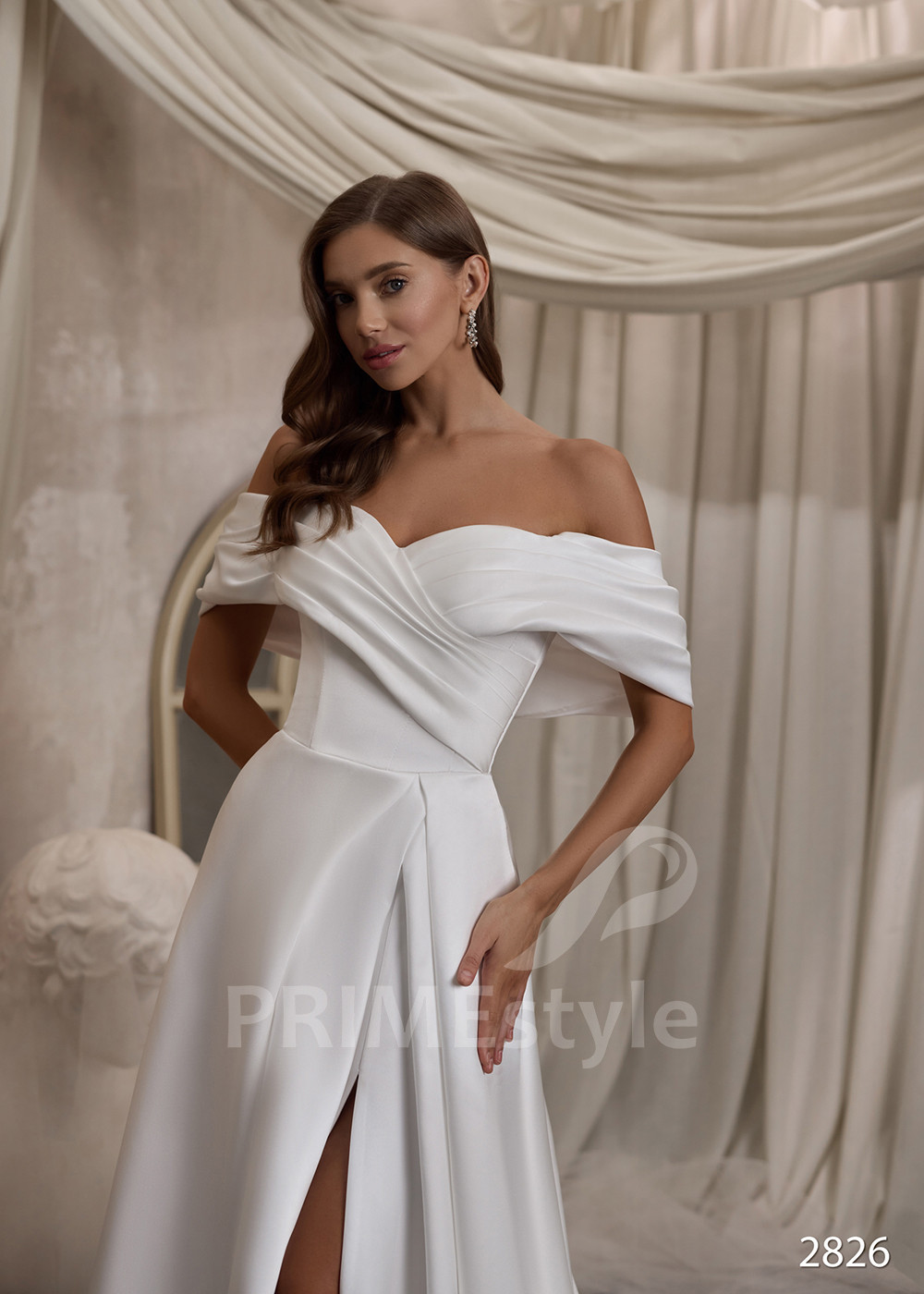 Elegantné saténové svadobné šaty LC2826