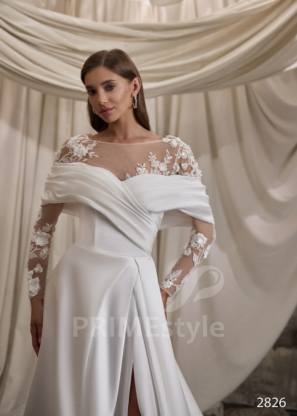 Elegantné saténové svadobné šaty LC2826