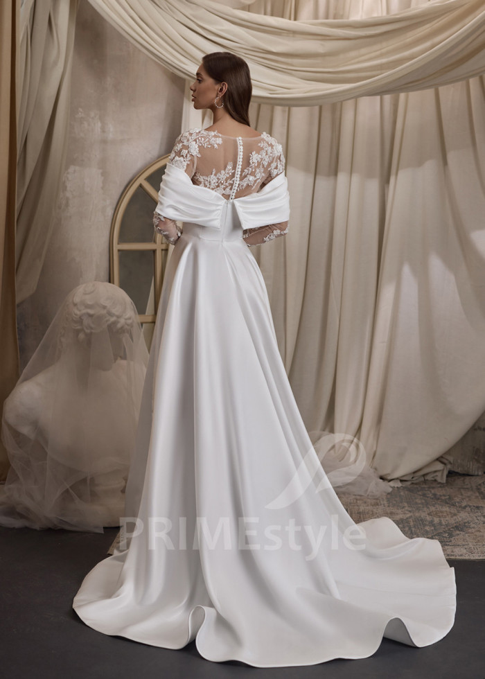 Elegantné saténové svadobné šaty LC2826