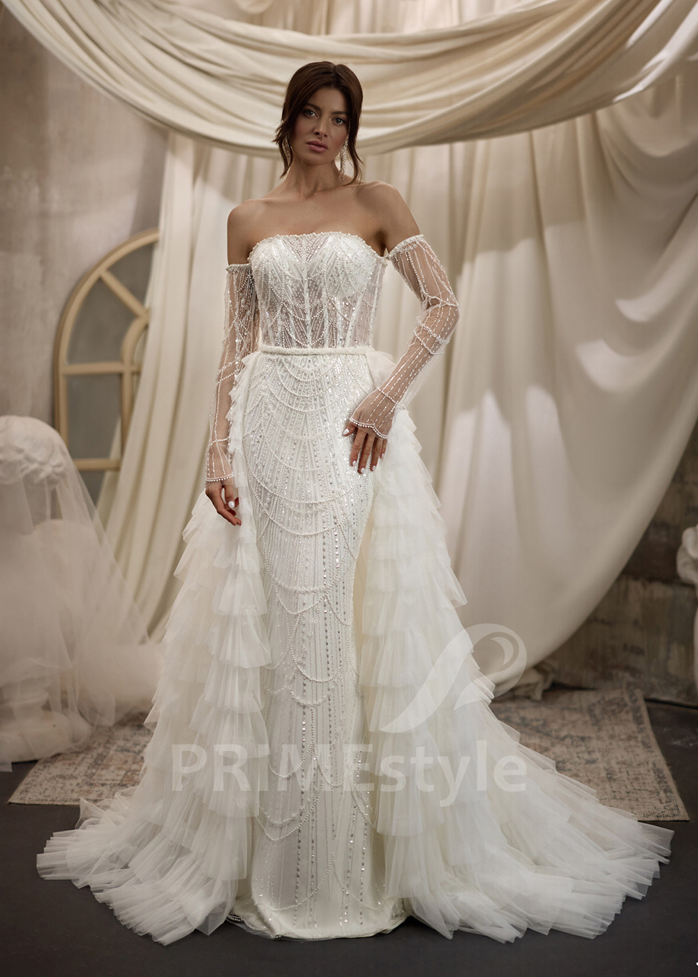 Luxusné svadobné šaty s odopínateľnou vlečkou LC2827