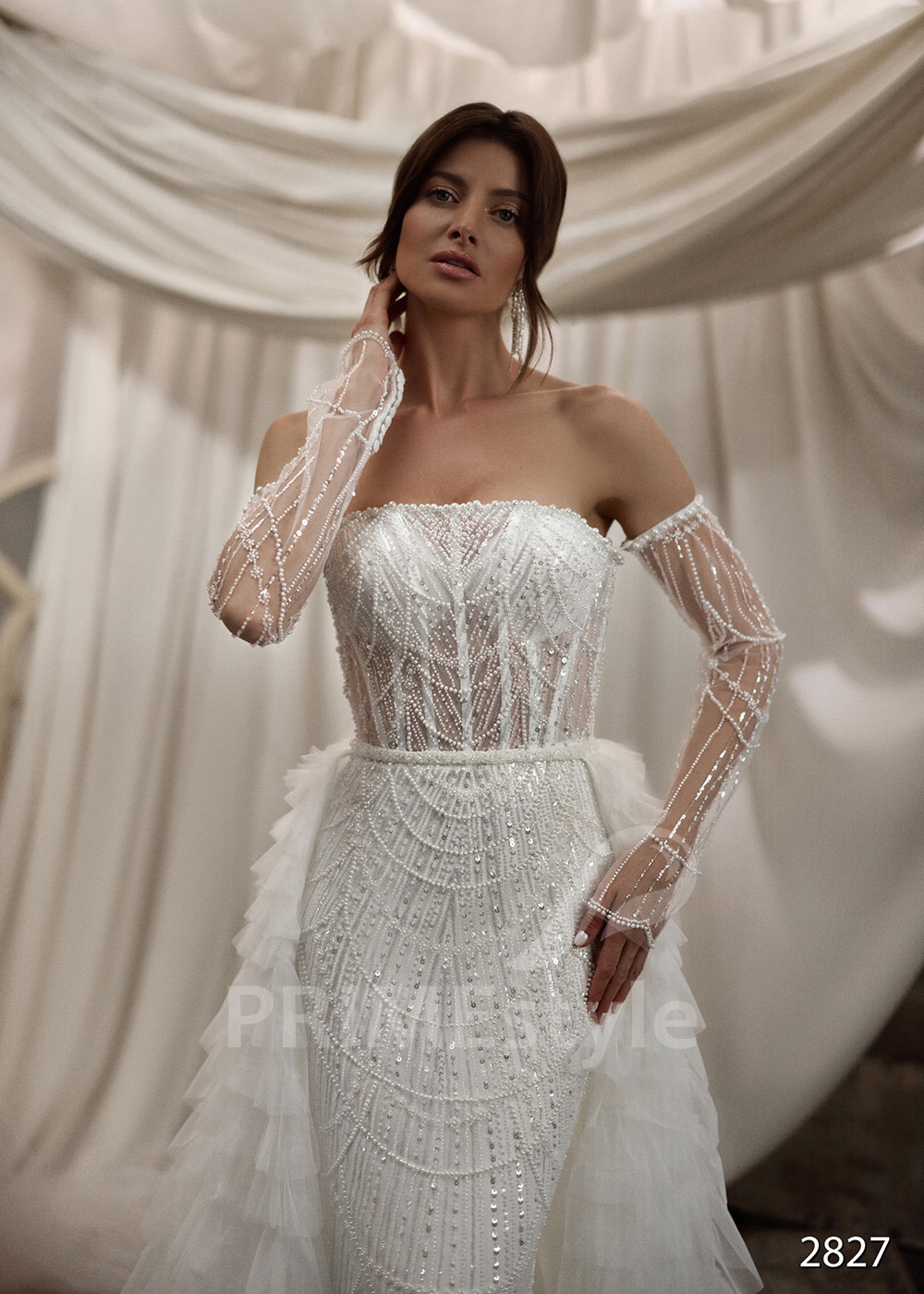 Luxusné svadobné šaty s odopínateľnou...