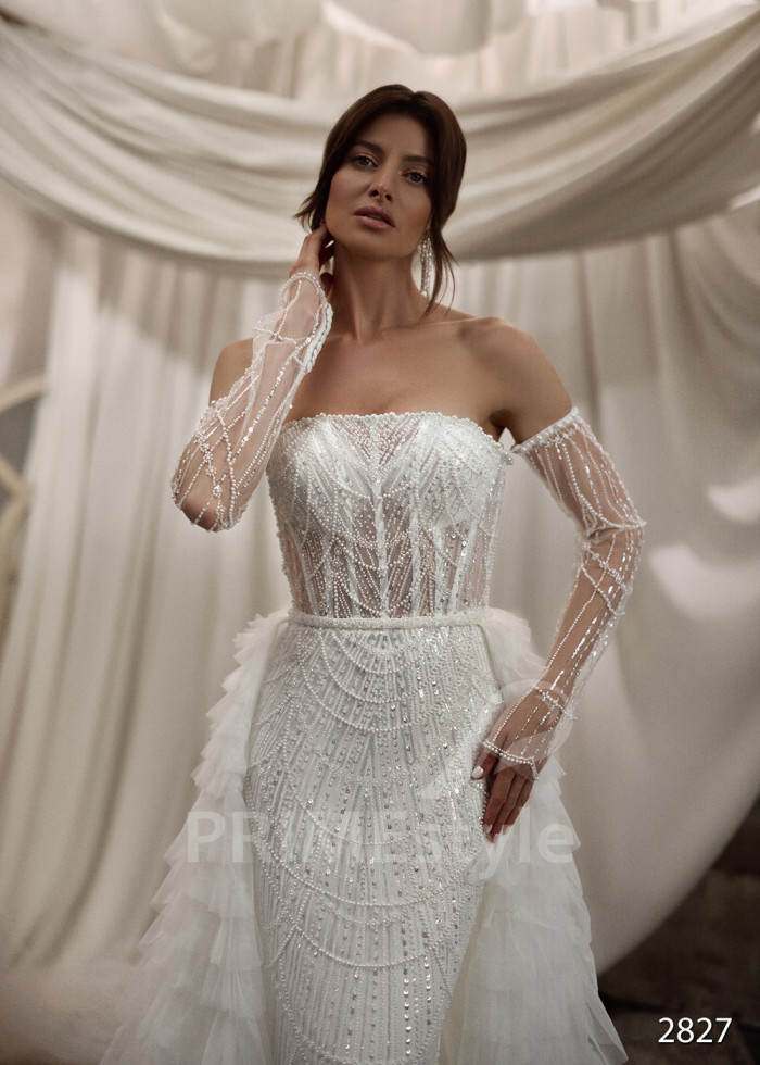 Luxusné svadobné šaty s odopínateľnou vlečkou LC2827