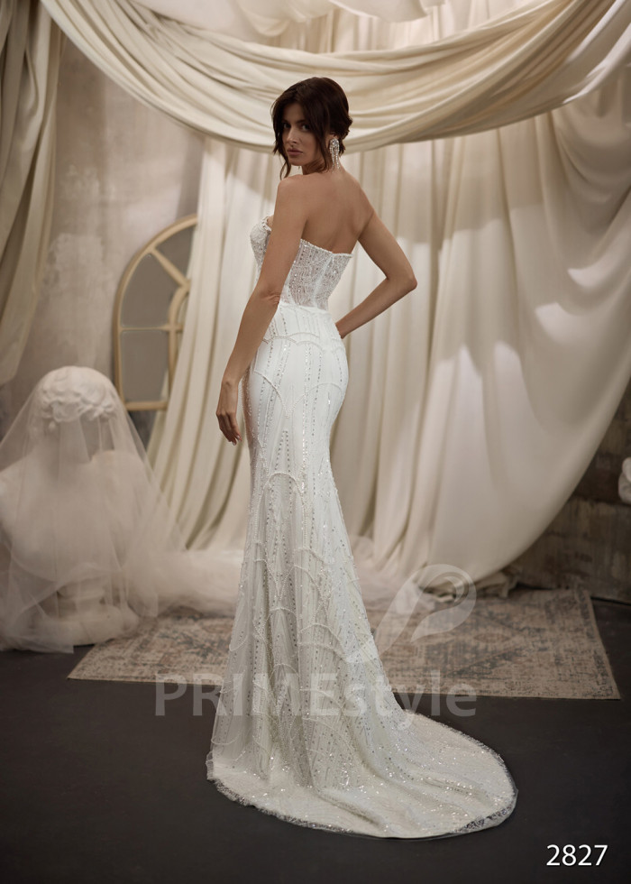 Luxusné svadobné šaty s odopínateľnou vlečkou LC2827