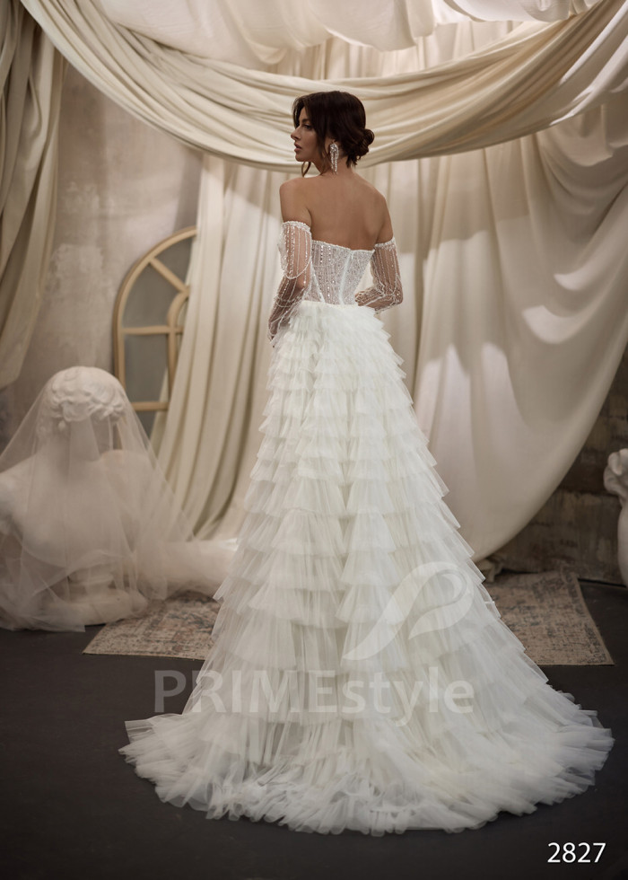 Luxusné svadobné šaty s odopínateľnou vlečkou LC2827