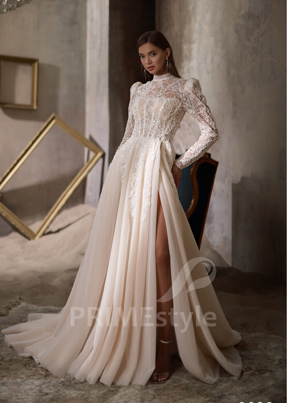 Elegantné čipkované svadobné šaty LC2828