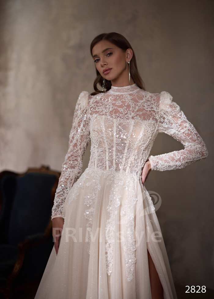 Elegantné čipkované svadobné šaty LC2828