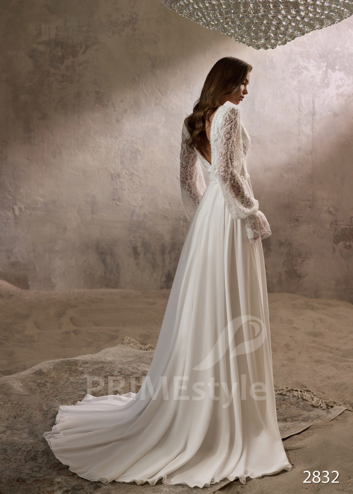 Romantické svadobné šaty s dlhým rukávom LC2832