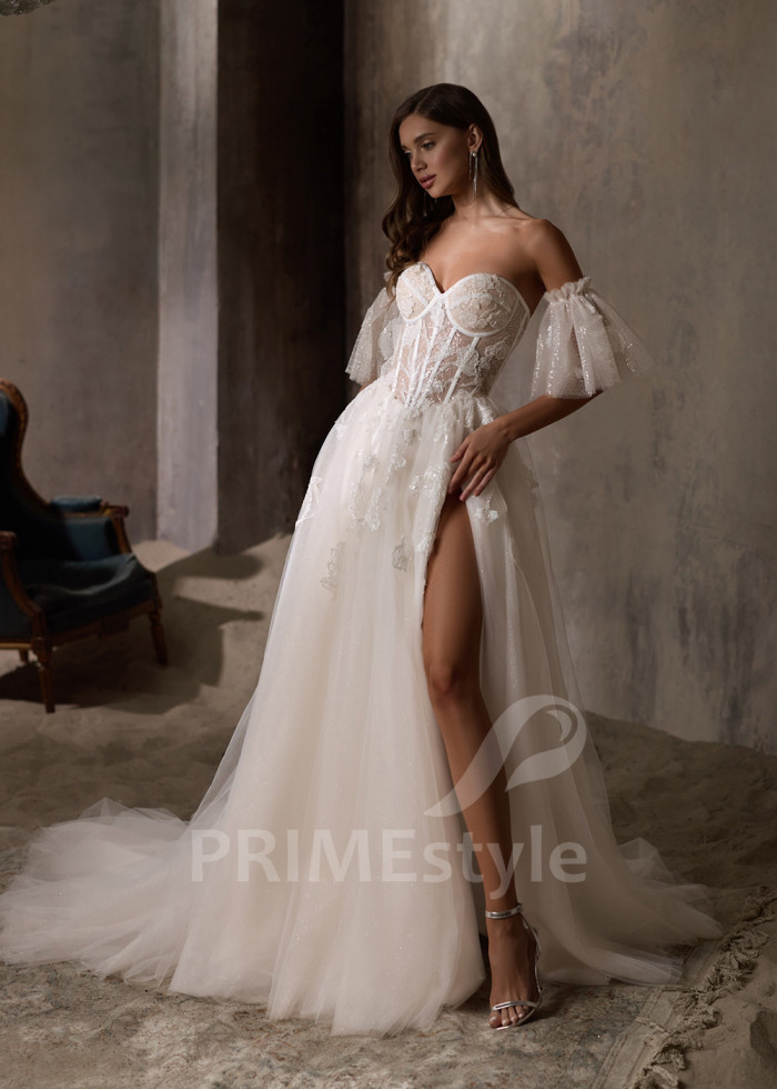 Moderné čipkované svadobné šaty LC2840