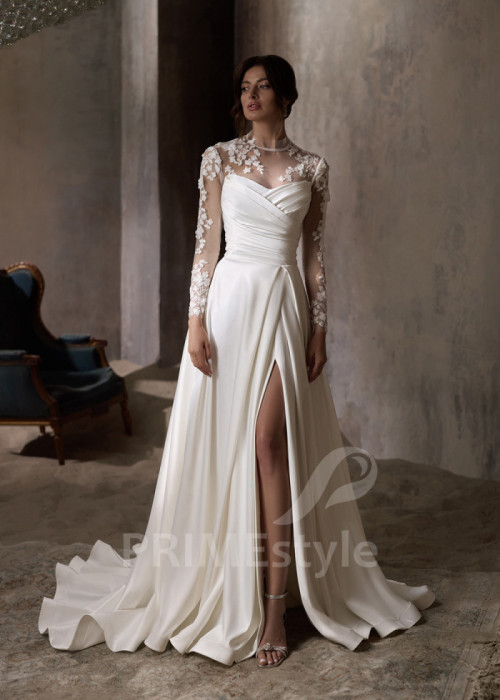 Elegantné saténové svadobné šaty LC2841