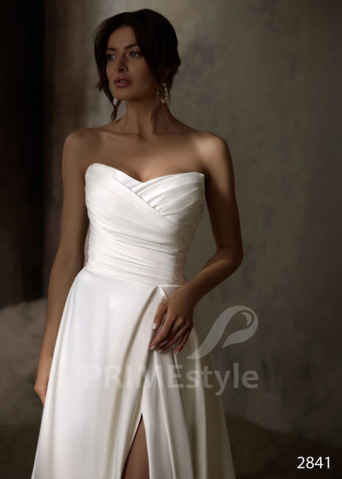 Elegantné saténové svadobné šaty LC2841 2