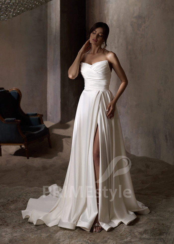 Elegantné saténové svadobné šaty LC2841