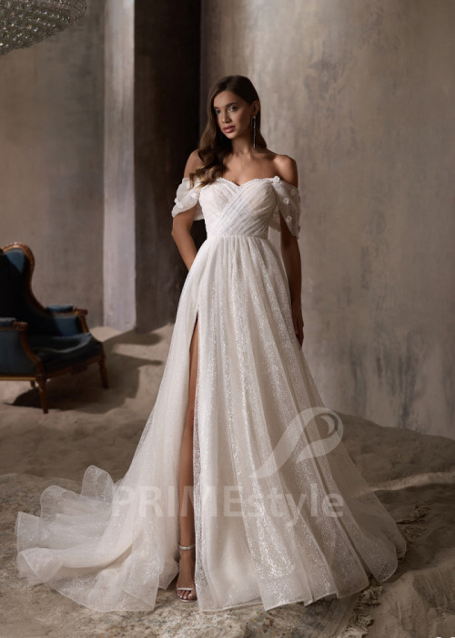 Trblietavé minimalistické svadobné šaty LC2842